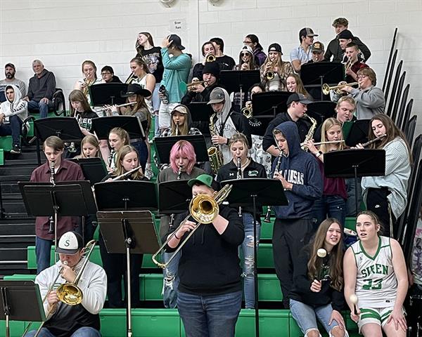 Pep Band playing at game.